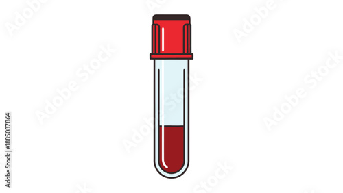 Blood collection vial with red sample tube, clinical specimen container for laboratory testing, pathology supply sku and medical inventory management