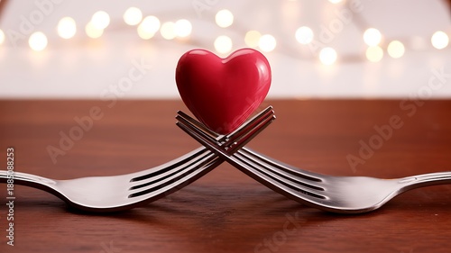 Heart shaped decoration on forks