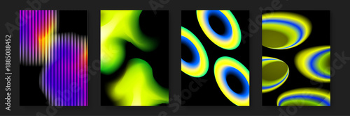 Modernist abstract posters featuring aura-like gradients and distorted circular shapes for creative print media