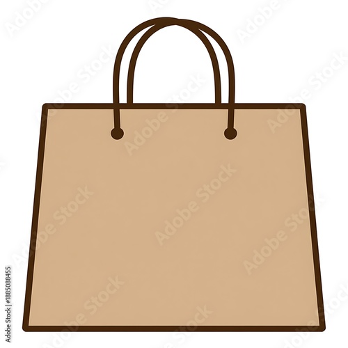 Brown paper shopping bag icon for retail and commerce