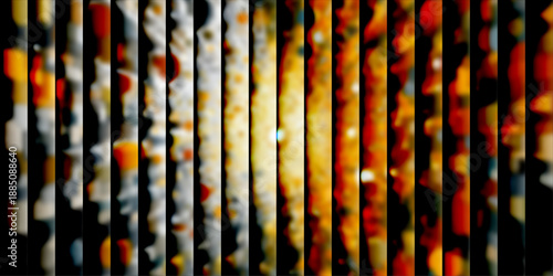 Abstract colorful blur through vertical lines, neon background