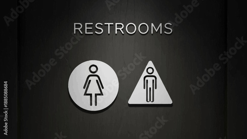Restroom Signage Showing Gender Symbols for Men and Women.