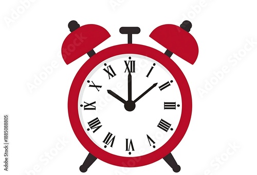 Classic Red Twin Bell Alarm Clock with Roman Numerals
