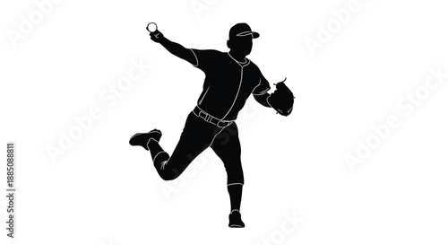 a dynamic baseball player is captured mid pitch arm extended and leg raised showcasing athletic form silhouette high quality professional detailed modern
