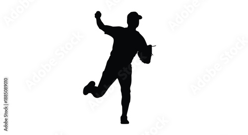 A dynamic depiction of a person in motion arms raised in celebration captured as a striking black form silhouette high quality