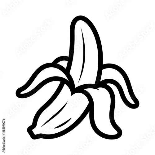 Peeled Banana Outline Icon Vector Illustration
