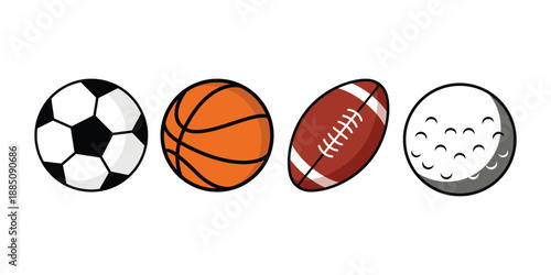 Collection of popular sports ball illustrations