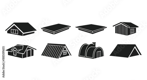 House roof silhouettes vector illustration set