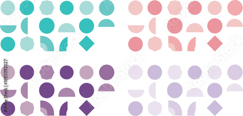 Abstract pastel geometric shape collection with rounded modular forms for modern branding, UI design systems, backgrounds, and creative flat vector elements