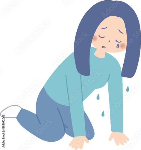 泣き崩れる女性