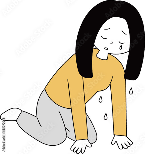 泣き崩れる女性単色