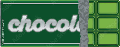 Illustration of a green tea chocolate bar, material for Valentine's Day, cute decoration.