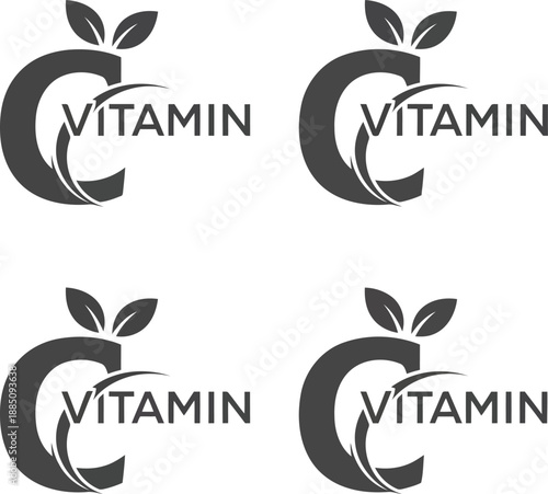 Vitamin c logo apple shape health care icon symbol graphic design abstract nutrition organic vector