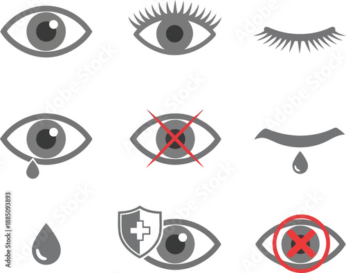 Ophthalmology icons set collection symbols for vision health eye care and medical concepts vector