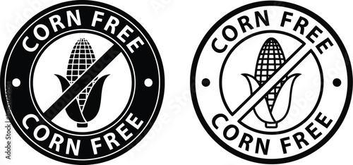 Corn free label stamp round seal symbol icon vector illustration for allergy information vector