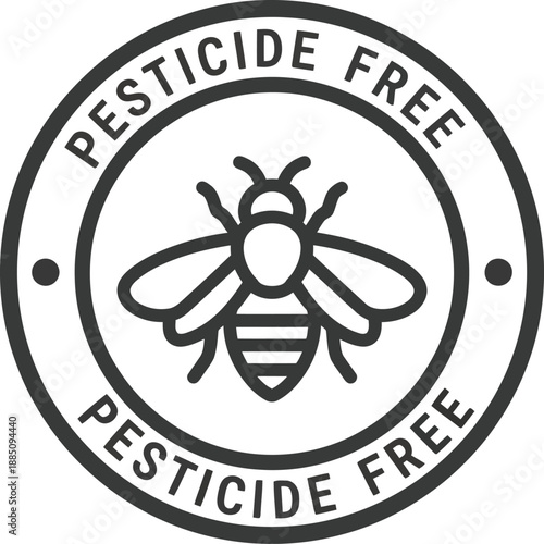Pesticide free bee stamp seal emblem eco organic natural farming agriculture product certification label stamp vector