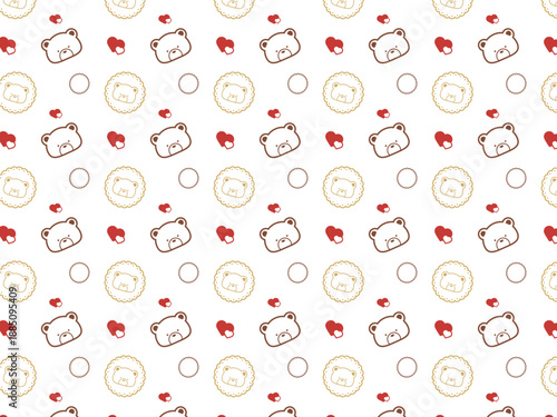 クマとハートとクッキーちらし柄背景素材