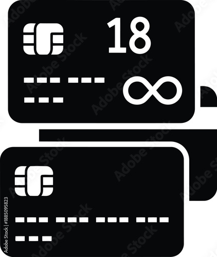 Modern credit card icon with infinity symbol and number 18 for finance and technology concepts vector
