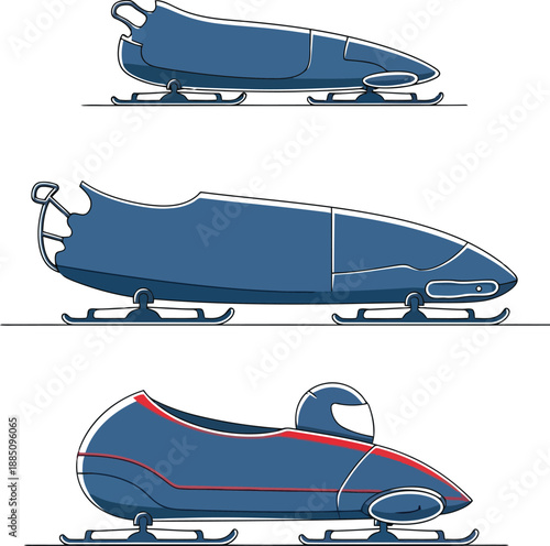 Dynamic winter sport bobsleds isolated on white speed competition adventure athlete vector