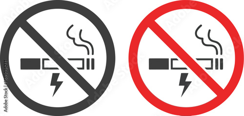 No smoking signs vector icons set prohibition symbol cigarette danger electric lightning alert vector