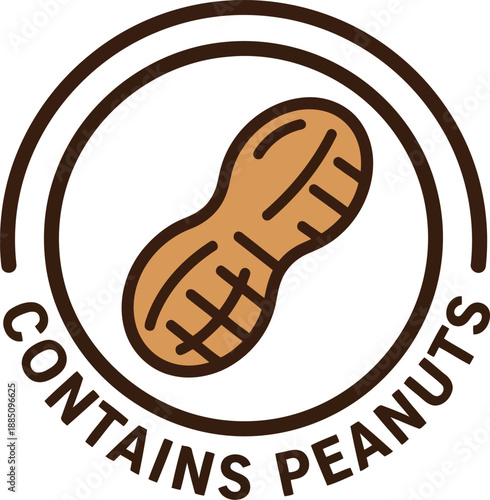 Contains peanuts allergy warning symbol food ingredient label caution icon vector