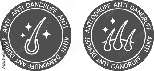 Anti dandruff hair care icons healthy scalp treatment symbols cleanse follicle signs vector