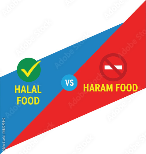 Halal vs haram food choice decision concept islamic dietary law comparison vector