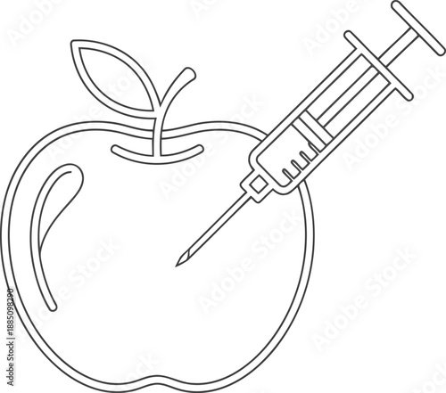 Genetically Modified Apple with Syringe Concept Illustration
