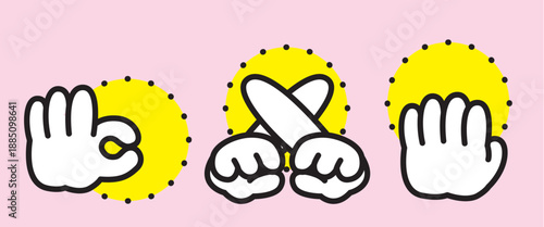 POP Hand Sign Icon Set (color)– 資料作成用 OK・NG・挙手 ポップハンドサインアイコン集(カラー)	
