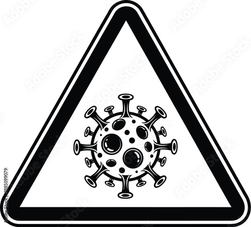 Virus Warning Sign, Black Triangle Frame, Infectious Disease Prevention