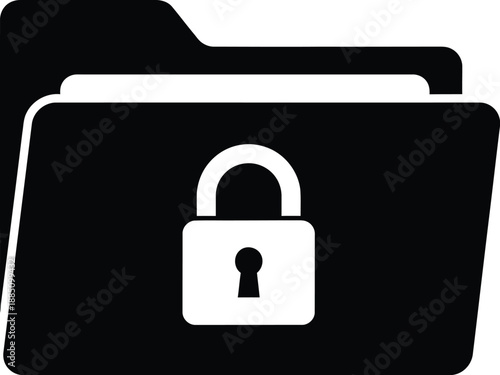 Secure folder with padlock, data protection and file privacy concept