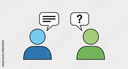 Two people discussing one asking a question conversation concept with speech bubbles