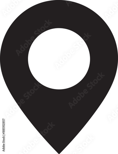 Map location pin silhouette icon for GPS and navigation