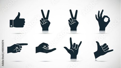 Collection of Hand Gestures Icons Silhouette.
