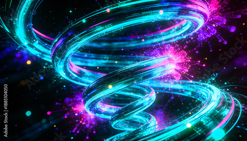 Vibrant Abstract Digital Swirl Design with Colorful Light Effects