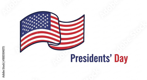 American flag waving on presidents' day with patriotic text