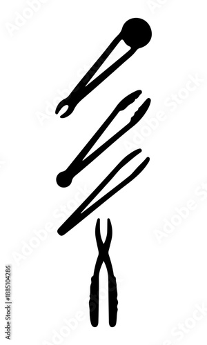 Tongs vector, vector of tongs collection, silhouette of tongs