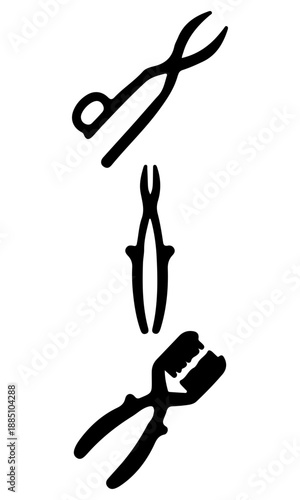 Tongs vector, vector of tongs collection, silhouette of tongs