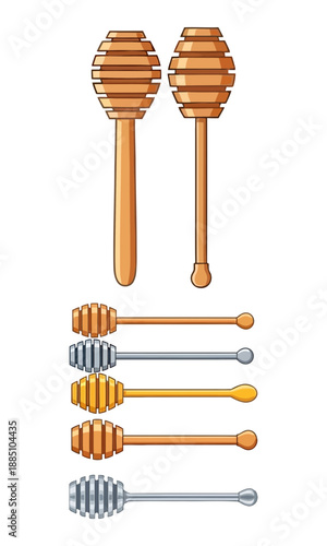 Honey dipper vector, vector of honey dipper collection, silhouette of honey comb