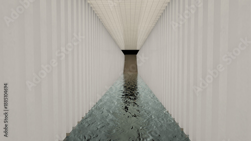 Alone in a Dark Empty Corridor Liminal Space