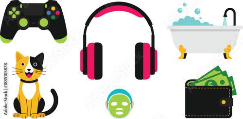 Self care objects for singles day celebrating relaxation and solo activities vector