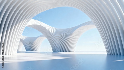 Futurist minimalist streamlined architectural space