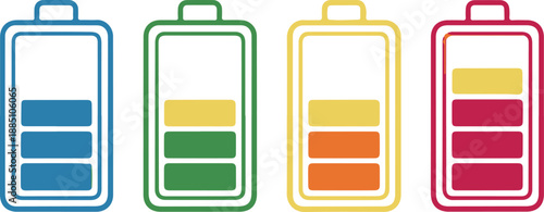 Colorful battery with different charge levels blue green 1