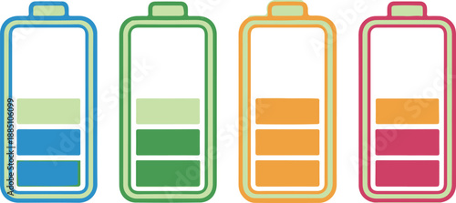 Colorful battery with different charge levels blue green 2