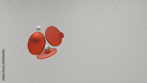 Wallpaper Mural Red Orange Floating Shapes 3D Abstract Composition Gray Background Torontodigital.ca