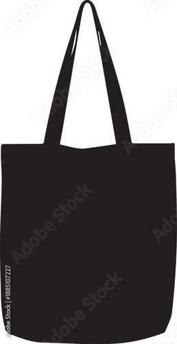 Reusable fabric shopping tote bag silhouette vector illustration line art zero waste concept.