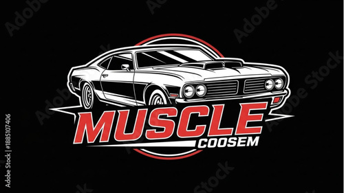 Classic Muscle Car Illustration with Bold Text.
