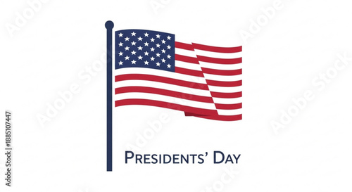 American flag waving on presidents' day with patriotic theme and red white blue colors
