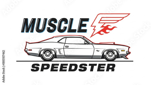Classic Muscle Car Speedster Emblem Design.