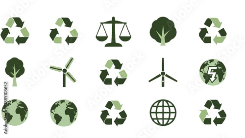 Comprehensive collection of eco-friendly and sustainable energy vector icons